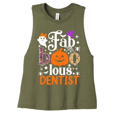 Faboolous Dentisgift Boo Dental Hygienist Halloween Cool Gift Women's Racerback Cropped Tank