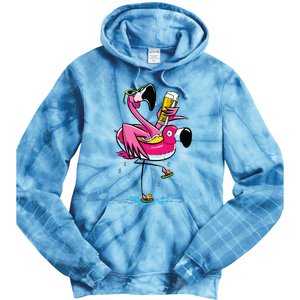 Flamingo Drinking Beer Summer T Funny Beer Lover Gift Tie Dye Hoodie