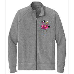 Flamingo Drinking Beer Summer T Funny Beer Lover Gift Stretch Full-Zip Cadet Jacket