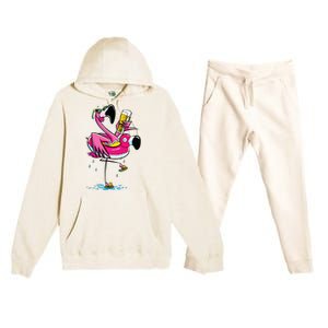 Flamingo Drinking Beer Summer T Funny Beer Lover Gift Premium Hooded Sweatsuit Set