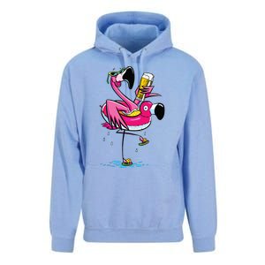 Flamingo Drinking Beer Summer T Funny Beer Lover Gift Unisex Surf Hoodie