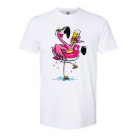 Flamingo Drinking Beer Summer T Funny Beer Lover Gift Softstyle CVC T-Shirt