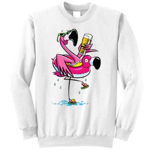 Flamingo Drinking Beer Summer T Funny Beer Lover Gift Sweatshirt