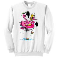 Flamingo Drinking Beer Summer T Funny Beer Lover Gift Sweatshirt