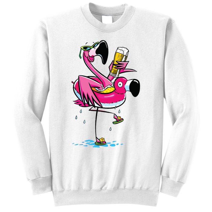 Flamingo Drinking Beer Summer T Funny Beer Lover Gift Sweatshirt