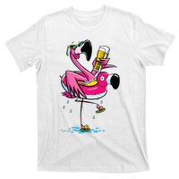 Flamingo Drinking Beer Summer T Funny Beer Lover Gift T-Shirt