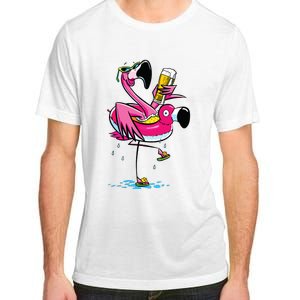 Flamingo Drinking Beer Summer T Funny Beer Lover Gift Adult ChromaSoft Performance T-Shirt