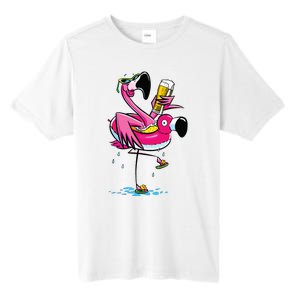 Flamingo Drinking Beer Summer T Funny Beer Lover Gift Tall Fusion ChromaSoft Performance T-Shirt