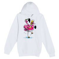 Flamingo Drinking Beer Summer T Funny Beer Lover Gift Premium Pullover Hoodie