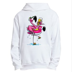 Flamingo Drinking Beer Summer T Funny Beer Lover Gift Urban Pullover Hoodie