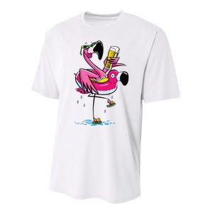 Flamingo Drinking Beer Summer T Funny Beer Lover Gift Performance Sprint T-Shirt