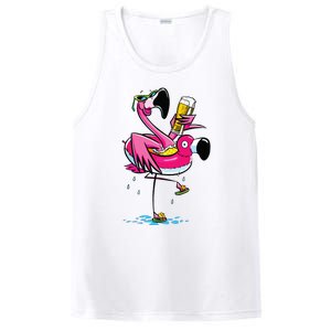 Flamingo Drinking Beer Summer T Funny Beer Lover Gift PosiCharge Competitor Tank