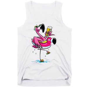 Flamingo Drinking Beer Summer T Funny Beer Lover Gift Tank Top