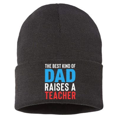 Father's Day Best Dad Raises A Teacher Essential Gift Sustainable Knit Beanie