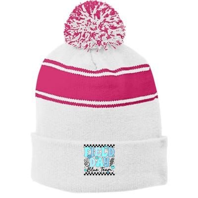 Field Day Blue Team Color Field Trip Team Game Competition Stripe Pom Pom Beanie