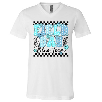 Field Day Blue Team Color Field Trip Team Game Competition V-Neck T-Shirt