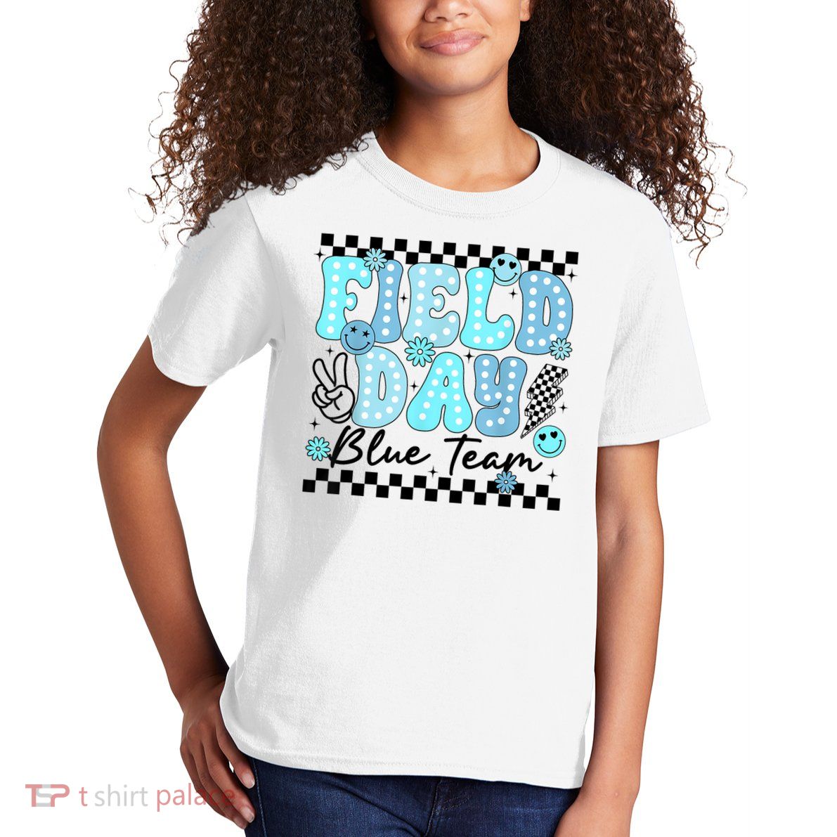 Field Day Blue Team Color Field Trip Team Game Competition Kids T-Shirt