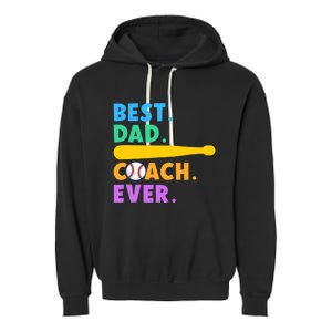 FATHER'S DAY BASEBALL FATHER BEST DAD COACH EVER BASEBALL Garment-Dyed Fleece Hoodie