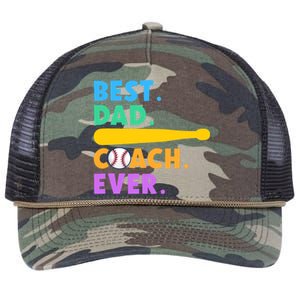 FATHER'S DAY BASEBALL FATHER BEST DAD COACH EVER BASEBALL Retro Rope Trucker Hat Cap