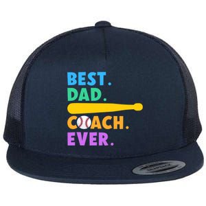 FATHER'S DAY BASEBALL FATHER BEST DAD COACH EVER BASEBALL Flat Bill Trucker Hat