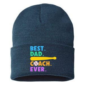 FATHER'S DAY BASEBALL FATHER BEST DAD COACH EVER BASEBALL Sustainable Knit Beanie