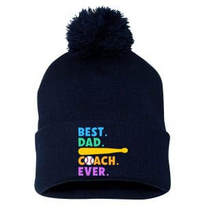 FATHER'S DAY BASEBALL FATHER BEST DAD COACH EVER BASEBALL Pom Pom 12in Knit Beanie