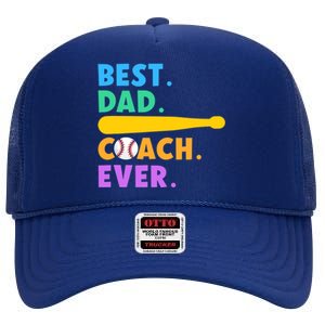 FATHER'S DAY BASEBALL FATHER BEST DAD COACH EVER BASEBALL High Crown Mesh Back Trucker Hat