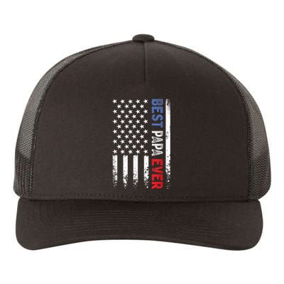 Father's Day Best Papa Ever With US American Flag Yupoong Adult 5-Panel Trucker Hat