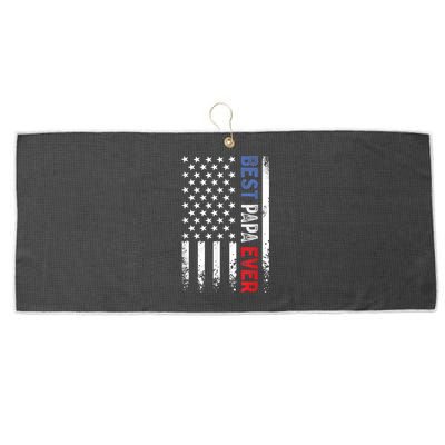 Father's Day Best Papa Ever With US American Flag Large Microfiber Waffle Golf Towel