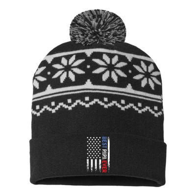 Father's Day Best Papa Ever With US American Flag USA-Made Snowflake Beanie