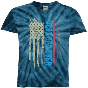 Fathers Day Best Dad Ever With US American Flag Kids Tie-Dye T-Shirt