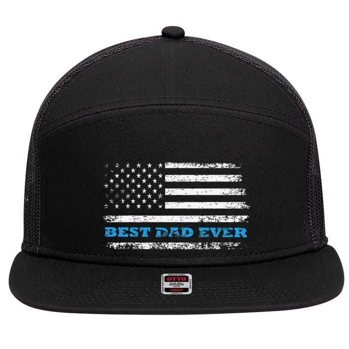 Father's day Best dad ever with US american flag 7 Panel Mesh Trucker Snapback Hat