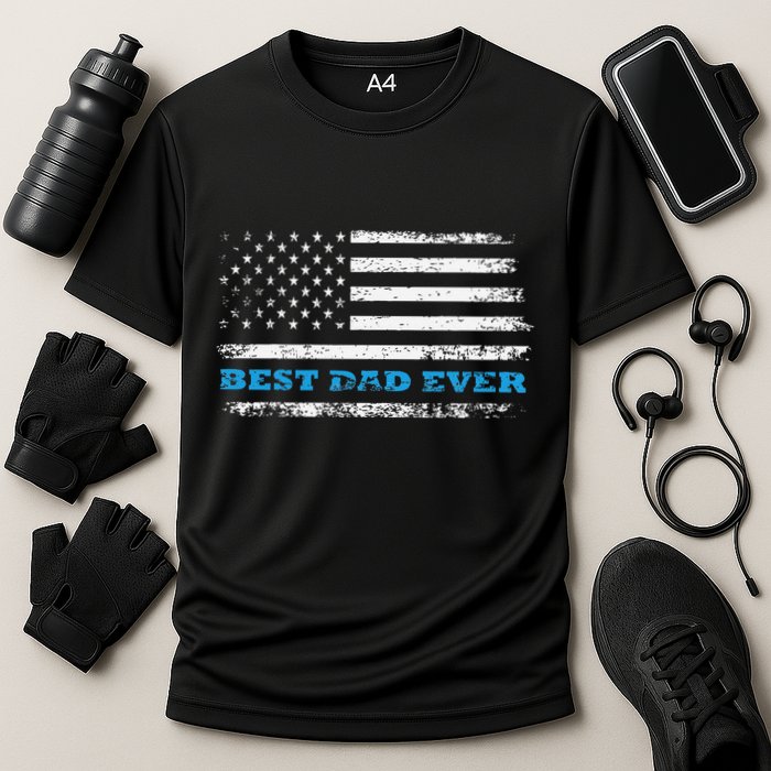 Father's day Best dad ever with US american flag Performance Shirt
