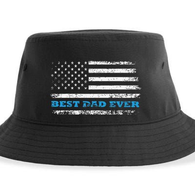 Father's day Best dad ever with US american flag Sustainable Bucket Hat