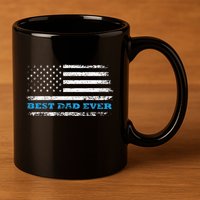 Father's day Best dad ever with US american flag 11oz C Handle Ceramic Mug