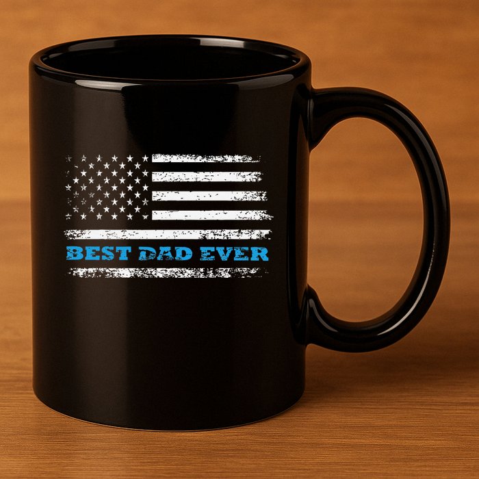 Father's day Best dad ever with US american flag 11oz C Handle Ceramic Mug