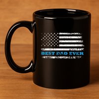 Father's day Best dad ever with US american flag 11oz C Handle Ceramic Mug