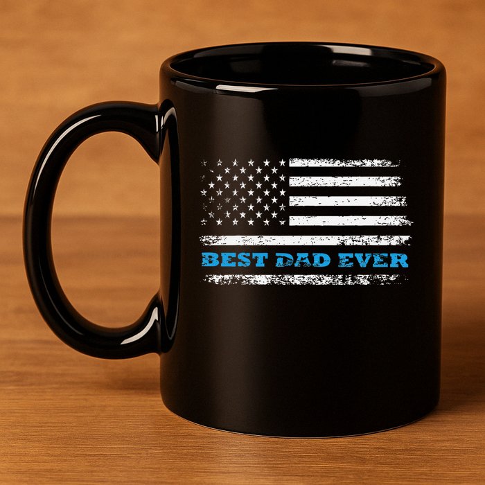 Father's day Best dad ever with US american flag 11oz C Handle Ceramic Mug