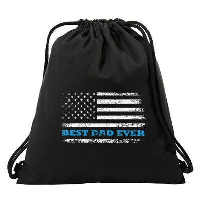 Father's day Best dad ever with US american flag Drawstring Bag