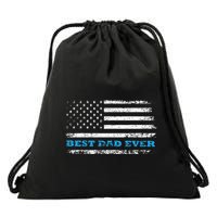 Father's day Best dad ever with US american flag Drawstring Bag