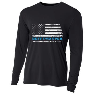 Father's day Best dad ever with US american flag Cooling Performance Long Sleeve Crew