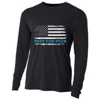Father's day Best dad ever with US american flag Cooling Performance Long Sleeve Crew