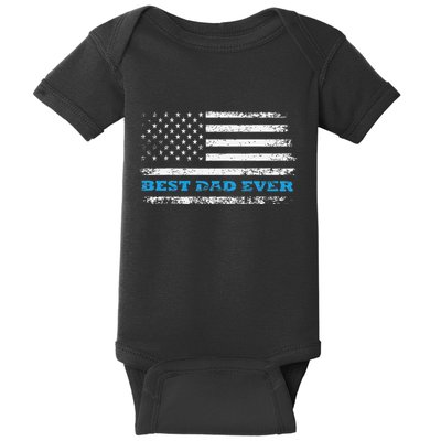 Father's day Best dad ever with US american flag Baby Bodysuit