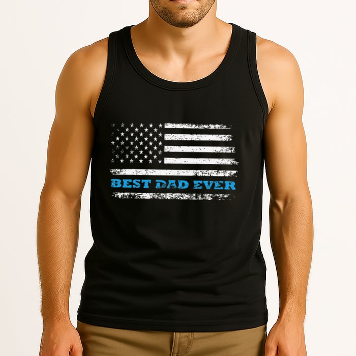 Father's day Best dad ever with US american flag Tank Top