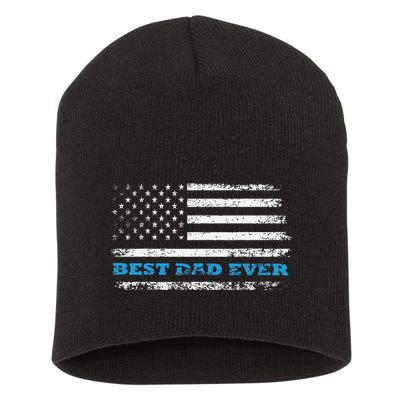 Father's day Best dad ever with US american flag Short Acrylic Beanie