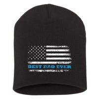 Father's day Best dad ever with US american flag Short Acrylic Beanie