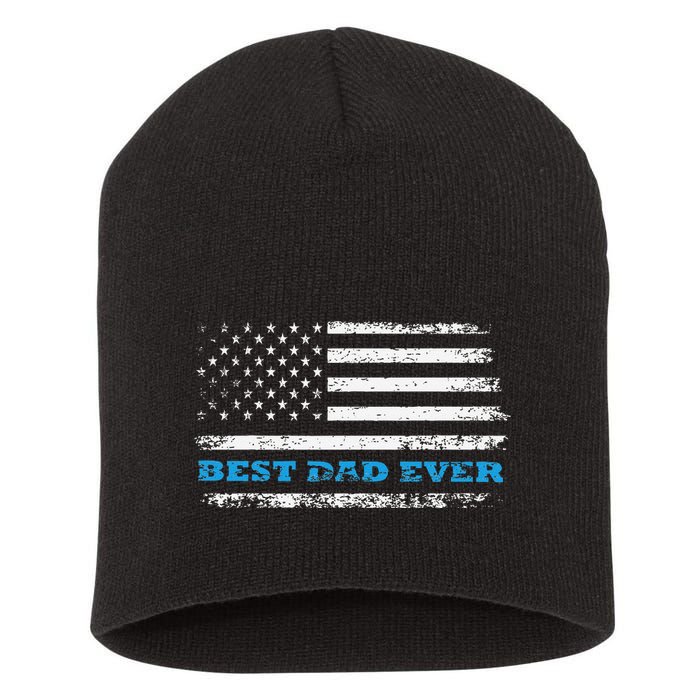 Father's day Best dad ever with US american flag Short Acrylic Beanie