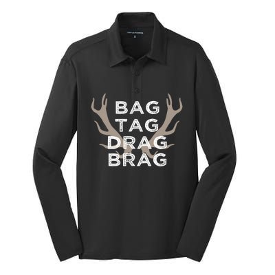 Funny Deer Bow Hunter Gift Silk Touch Performance Long Sleeve Polo