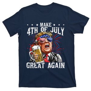 Funny Drinking Beer Team Make 4th Of July Great Again T-Shirt