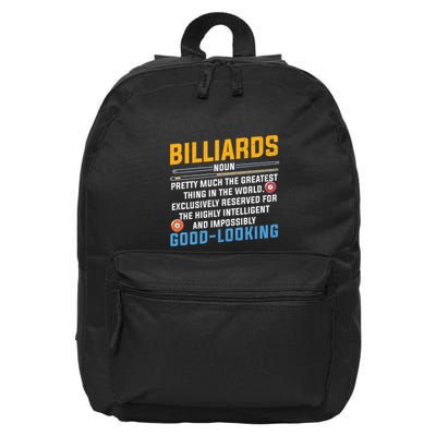 Father's Day Billiards Noun Good Looking Pool Player Gift For Dad 16 in Basic Backpack